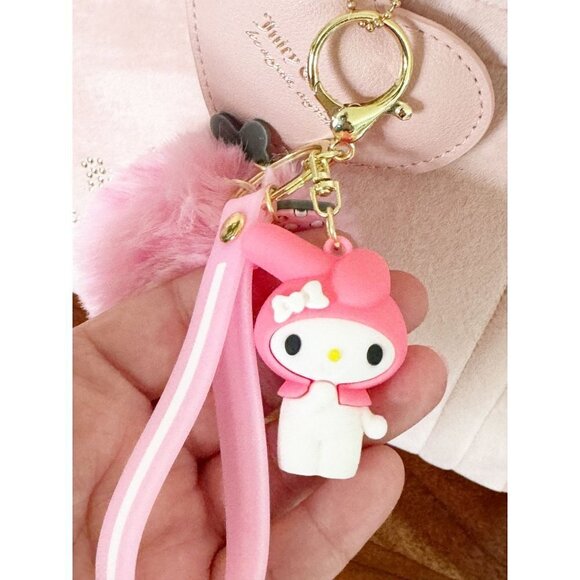 My Melody Faux Fur Pompom Keychain Purse Accessory - Picture 3 of 5